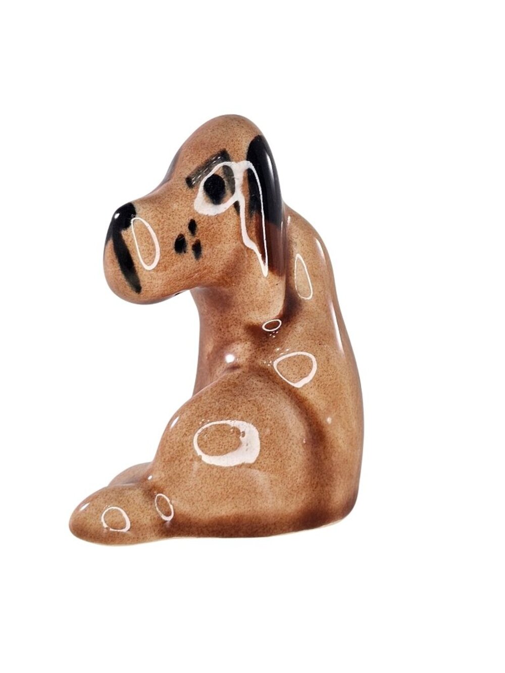 Vintage Rio Hondo Hound Dog Figurine Hand Painted Ceramic Brown Black